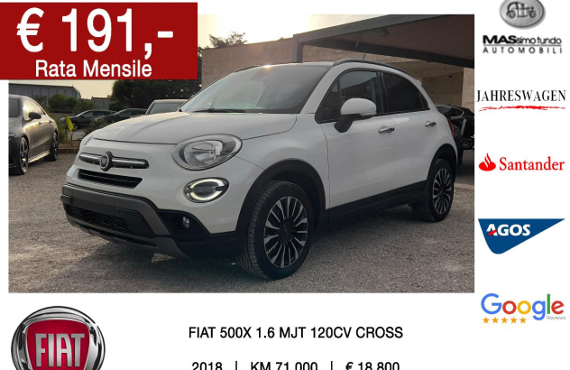 FIAT 500X 1.6 M.Jet 120 CV Cross Diesel 2018